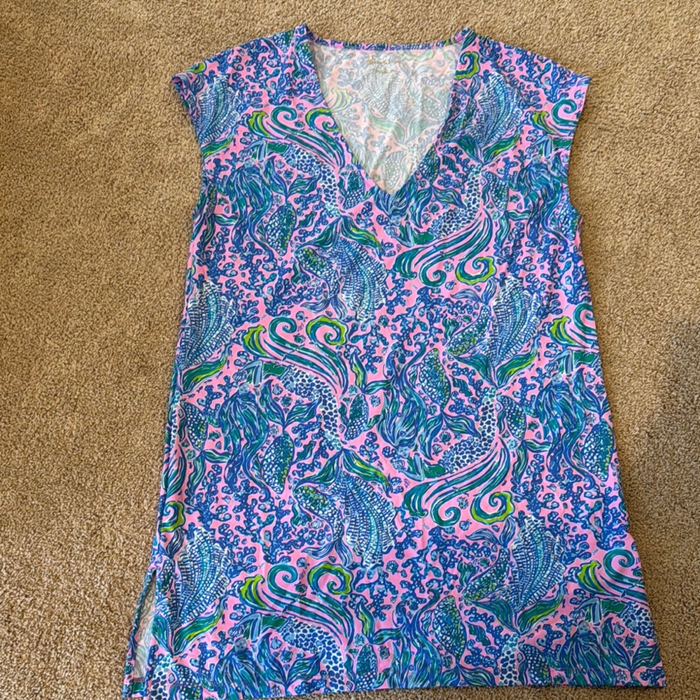 Vibrant Pink and Blue Patterned Dress